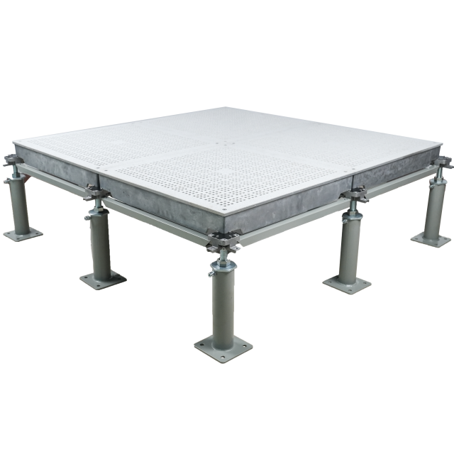 Piso elevado perforado con castaza de aluminio